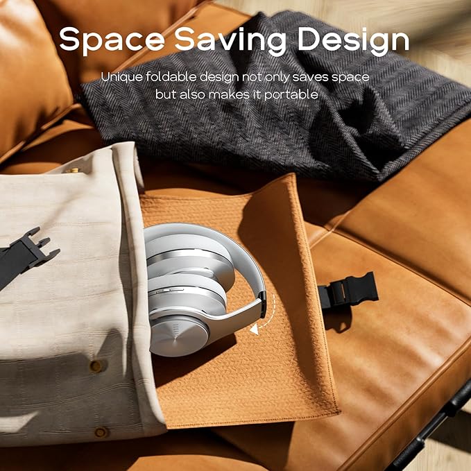 DOQAUS Bluetooth Headphones Over Ear, 90H Playtime Wireless, 3 EQ Modes, HiFi Audio & Deep Bass, ENC Noise Isolating Mic, Soft Earpads for Phone/PC