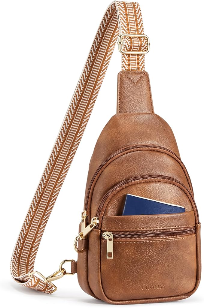 CHOLISS Anti Theft Small Sling Bag for Women and Men RFID Leather Crossbody Bags Fanny Pack Chest Bag Travel Purse Daypacks