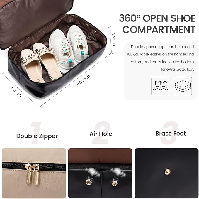 LOVEVOOK Weekender Bag, Large Travel Duffel Bag for Women with 2 Packing Cubes, Carry on Overnight Bag with Shoe Compartment, Mom Hospital Bags for Labor and Delivery