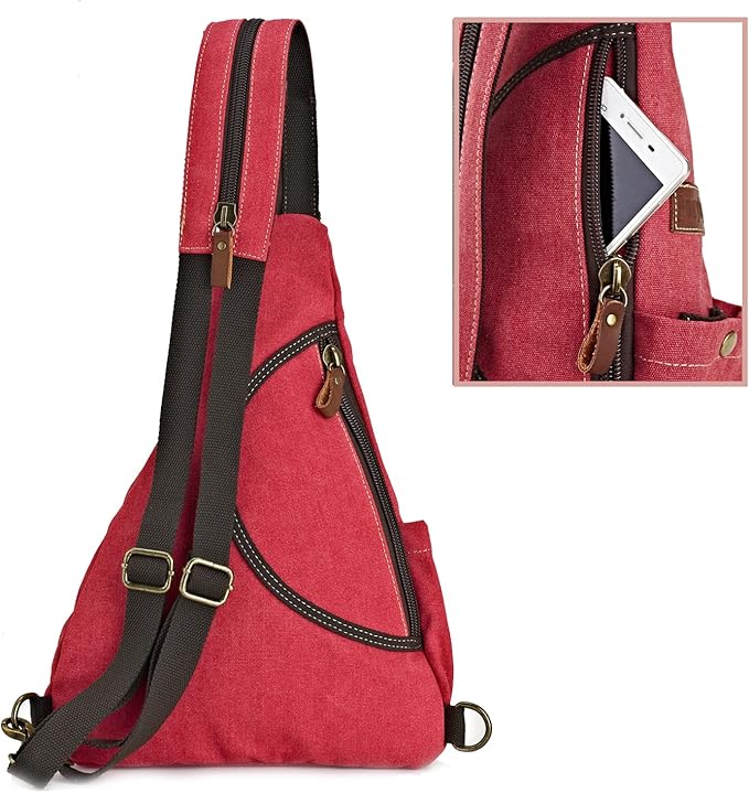 Canvas Sling Bag Convertible Crossbody Chest Bag Shoulder Backpack Daypack for Men Women Outdoor Cycling Travel