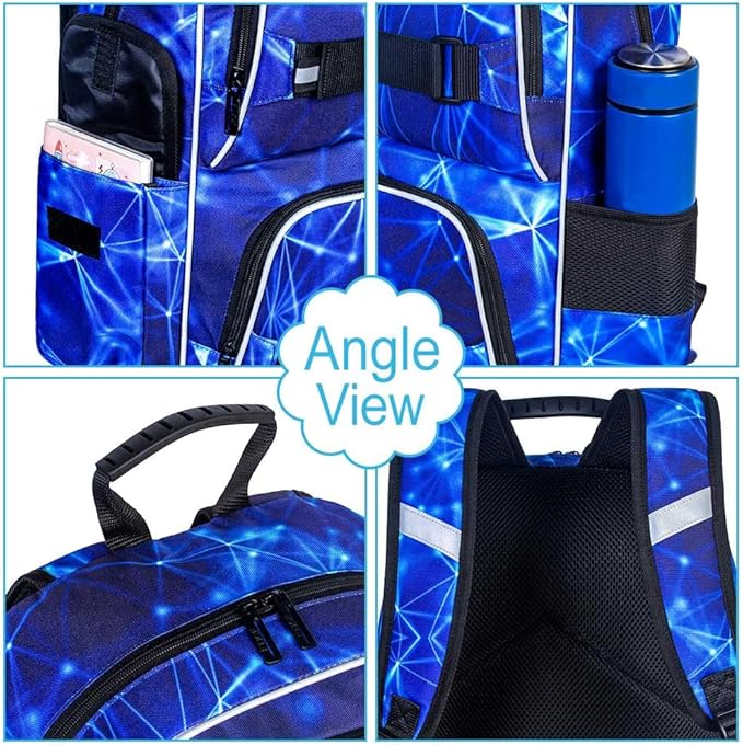 3Pcs Backpack for Girls Boys, 17 Inch School Bookbag with Lunch Box, Durable Laptop Backpacks Set for Teens College