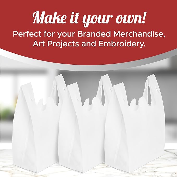 Simply Cool 50 Pack Reusable Eco-Friendly Grocery T-Shirt Shopping Bags 21.5"x12.2"x7.2" Durable, Recyclable Washable Foldable Portable Shopping Tote Bags Bulk