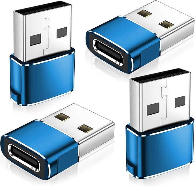 𝟒𝐏𝐚𝐜𝐤 𝐔𝐩𝐠𝐫𝐚𝐝𝐞𝐝 USB to USB C Adapter,Type-C Female to A Male Car Charger OTG Converter for Apple Watch Ultra 8 9 10,iPhone 16 15 14 13 Pro Max,Samsung S24,Nintendo Switch,AirPods,iPad,Car