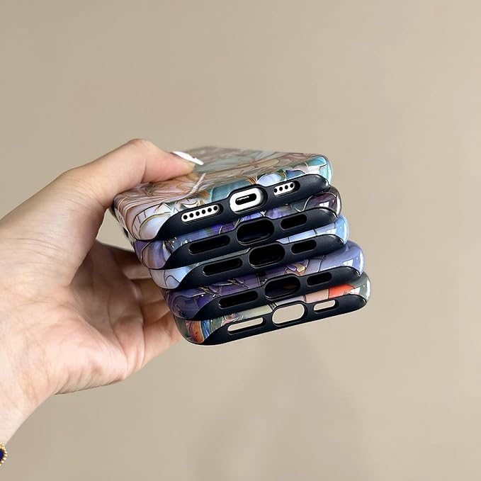 QLTYPRI Flower Case for iPhone 16 Plus, Aesthetic Cute Floral Phone Case for Girls Women, Protective Hybrid 2-Layer Hard Shell Silicone Cover Durable Shockproof Phone Cover - Purple Lotus