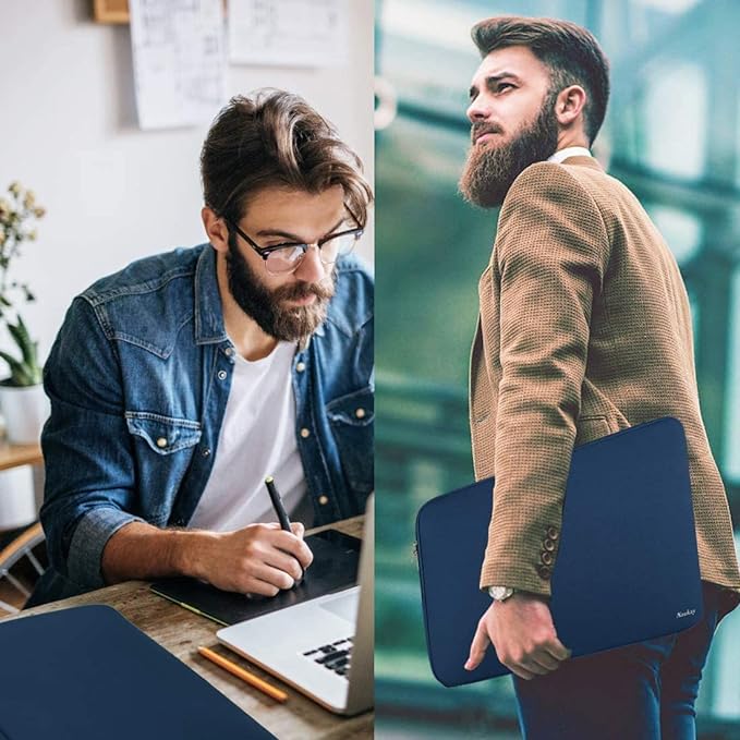 14 Inch Laptop Case, Resistant Neoprene Laptop Cover/Notebook Computer Pocket Case/Tablet Briefcase Carrying Bag for 14 inch HP, Lenovo, Asus Notebook, Ultrabook, Dark Blue