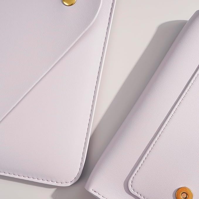 PU Leather Laptop Sleeve for 15.3 inch MacBook Air 2023 2024, Surface Book 13.5, Surface Laptop Studio - Light Purple