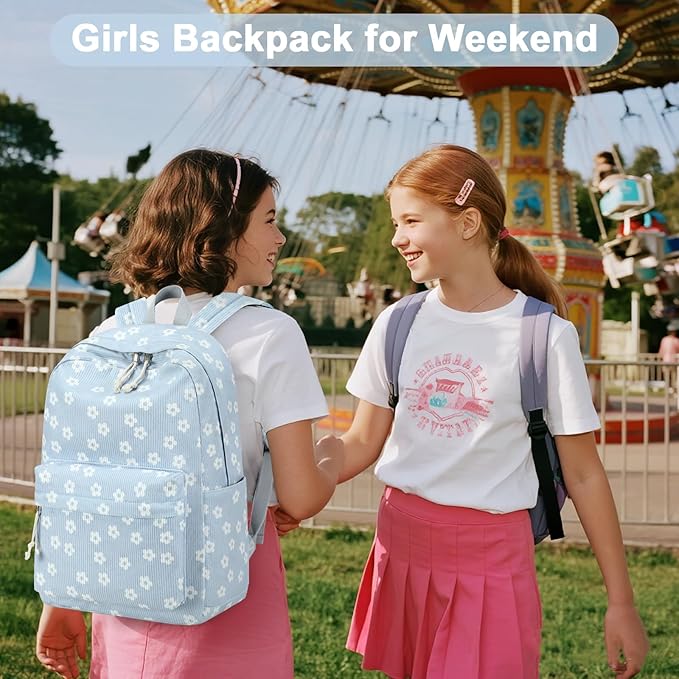 School Backpack for Teens Large Corduroy Bookbag Lightweight 15.6 inch Laptop Bag for Girls Women Casual High School College