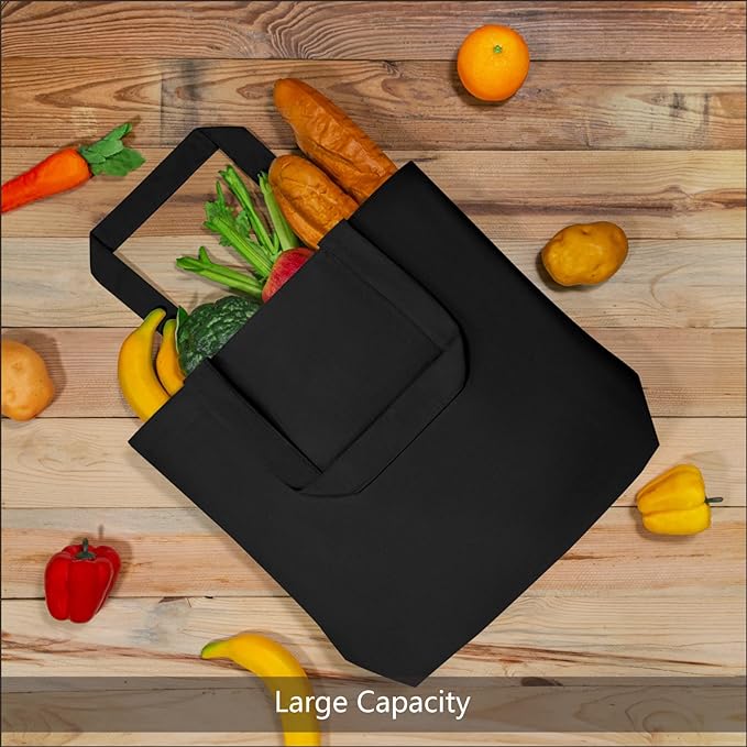 TOPDesign 1-Pack Super Strong Large 12oz Cotton Canvas Tote Bag, Reusable Grocery Shopping Cloth Bag, Fashionable Two-Tone Tote for Crafts, DIY Your Creative Designs