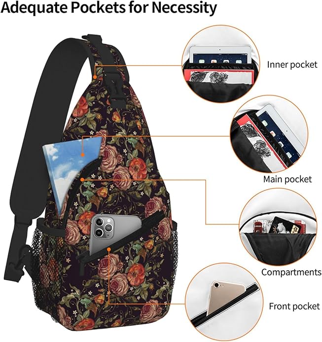 Cross Chest Bag Diagonally for Men Shoulder Bag for Travel Hiking Trendy Sling Bag with Adjustable Shoulder Strap