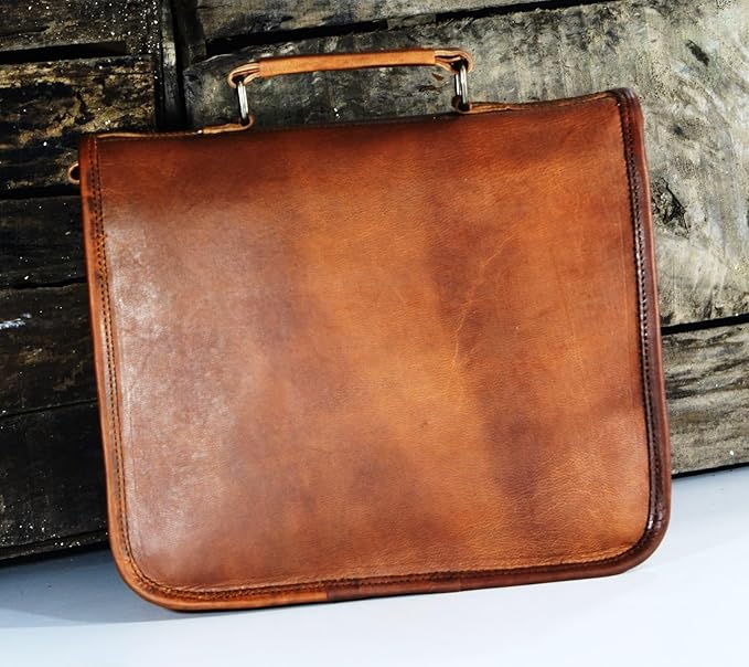 Men's Genuine Leather Small Briefcase Messenger Satchel Ipad Tab Tablet Bag 11 compatible with Apple product