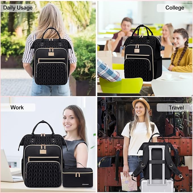 Lunch Backpack for Women, 15.6 inch Laptop Backpacks for Womens, Work Backpacks with Lunchbox,Insulated Back pack Cooler,Teacher Nurse Travel Backpack for Women