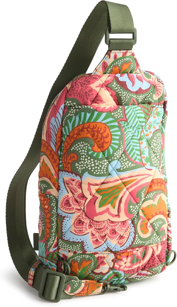 Vera Bradley Women's Featherweight Lorman Sling Backpack, Leaf Me Not Paisley, One Size