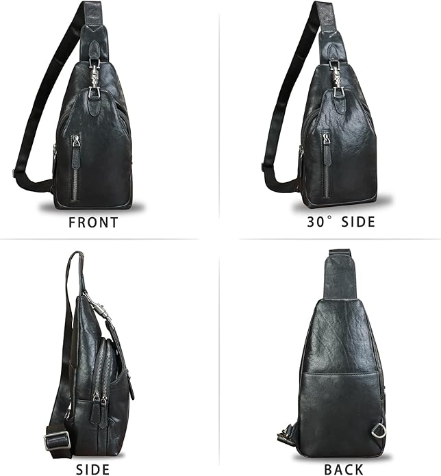 Genuine Leather Sling Bag for Women and Men Vintage Handmade Leather Sling Backpack Fashion Crossbody Bag Chest Purse