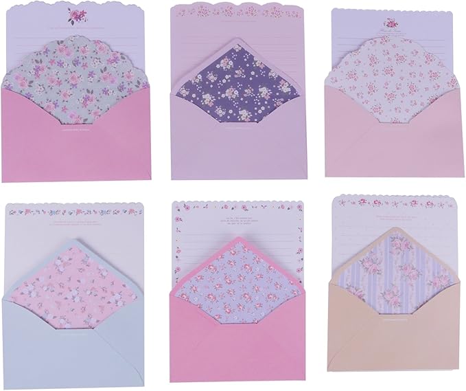 SCStyle 32 Cute Lovely Kawaii Special Design Writing Stationery Paper+16 Envelope 3.45 x5.4 Inch -(Flower)
