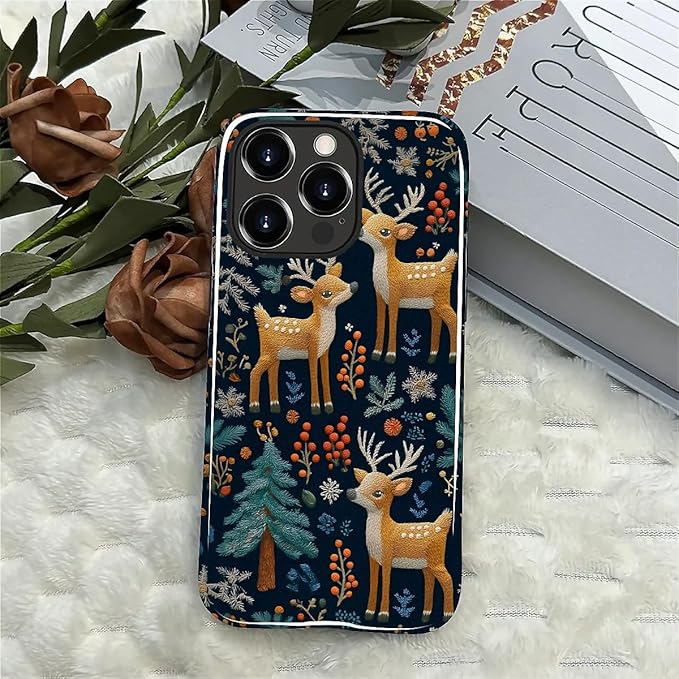 Case for iPhone 12 Pro Max Case,Cute Christmas Reindeer Design - Hybrid Dual Protection Silicone + Hard PC Shockproof Full Body Cover Slim Anti-Scratch Protective Case for Men Women