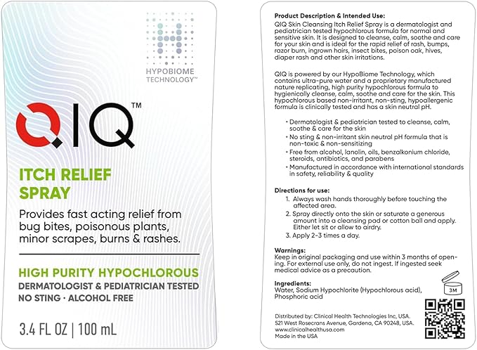 Itch Relief Spray – High Purity Hypochlorous Acid Spray, Fast Anti Itch Relief from Bug Bites, Rashes, Scrapes, Burns, and Helps Provide Relief from Eczema, Steroid & Alcohol-Free (3.4oz)