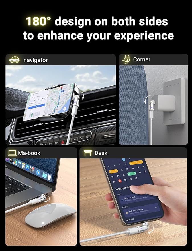 A.S 240W USB C Magnetic Adapter (3Pack), Gen3 USB C 90 Degree Adapter/C Right Angle Adapter/180 Degree USBC Adapters/USBC to USBC Adapters for Phone 16/15, Ma-Book Pro/Pad Series, Samsung (White)