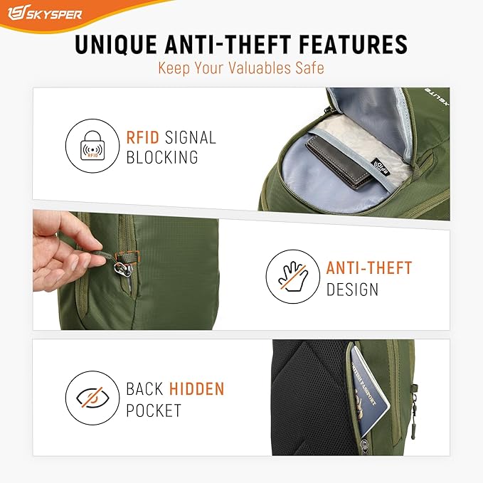 SKYSPER Sling Bag RFID Crossbody Sling Backpack Travel Cross Body Bag Shoulder Sling Daypack