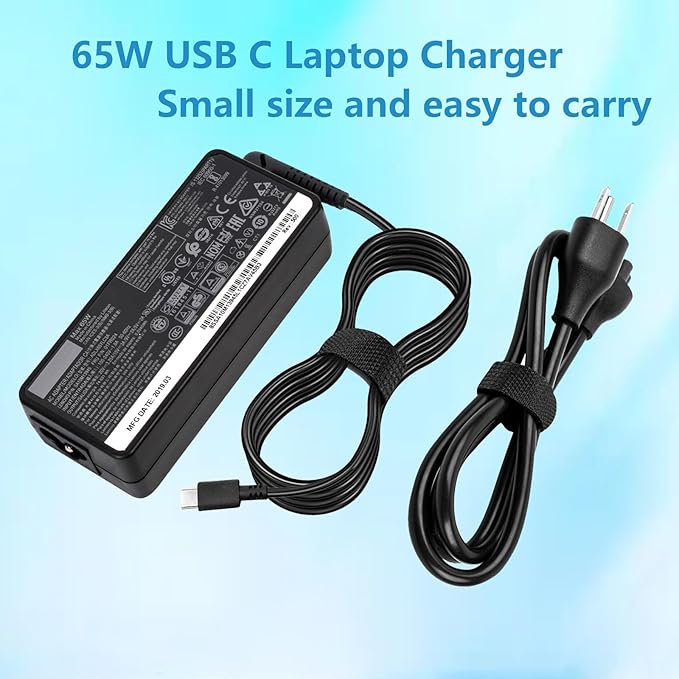 65W Charger Fit for Lenovo ThinkPad X1 Carbon 5th 6th 7th 8th Gen, X1 Yoga 2nd 3rd 4th 5th, X1 Tablet 2nd 3rd USB C Laptops Adapter