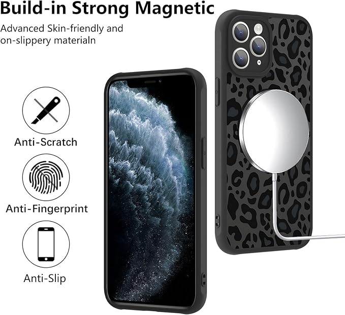 KANGHAR Case for iPhone 11 Pro Phone Case [Compatible with Magsafe] Leopard Printed Pattern Cute Cheetah Protective Magnetic Case for Girls Women Men 5.8"