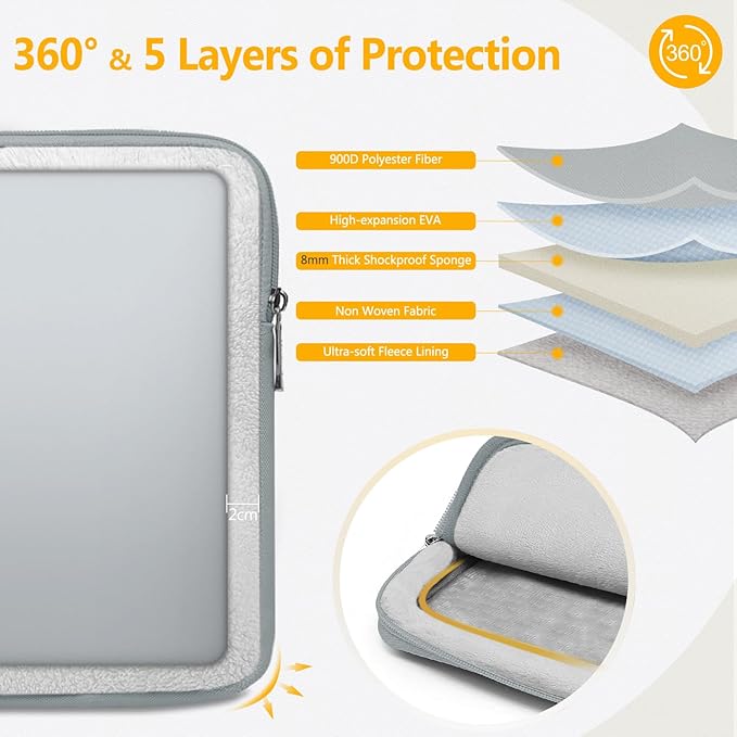 HYZUO 15-16 Inch Laptop Sleeve Bag Set for MacBook Pro 16 M4/M3/M2/M1 Pro/Max, 15" Surface Book, Notebook Case for 15" 15.6" HP Dell Lenovo ThinkBook Asus Acer Samsung Huawei, Rock Gray