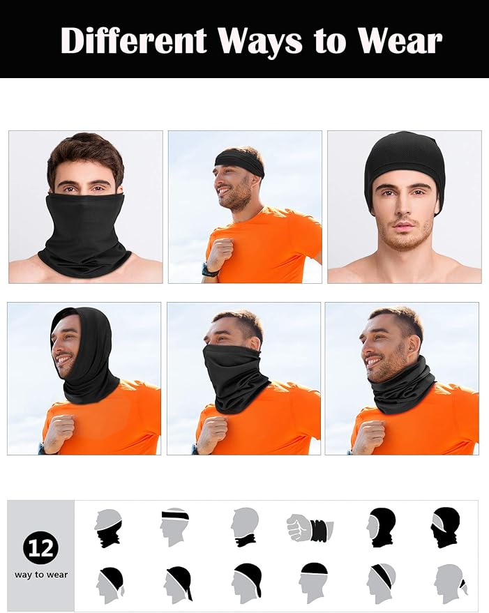 Geyoga Winter Face Mask for Men UV Protection Mask Sunscreen Breathable Windproof Neck Gaiters Scarf Fishing Cycling Running