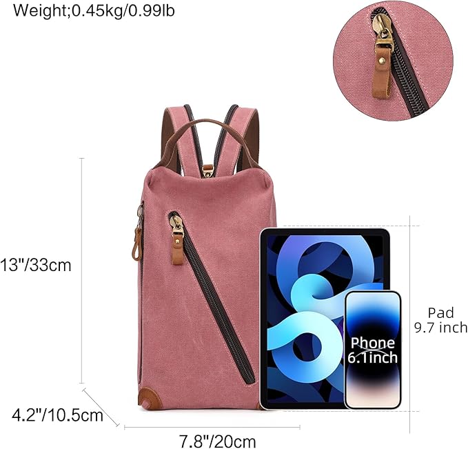 KL928 Canvas Sling Bag crossbody Bags Small Backpack Pack Travel Purse convertible purses for Women Men