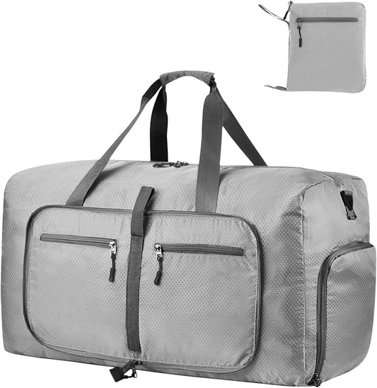 Dimayar Travel Duffle Bag for Men Women - Foldable Duffel Bag with Shoes Compartment - Overnight Bags Waterproof & Tear Resistant(85L,Space Gray)