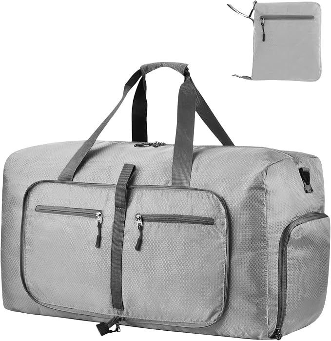 Dimayar Travel Duffle Bag for Men Women - Foldable Duffel Bag with Shoes Compartment - Overnight Bags Waterproof & Tear Resistant(115L,Space Gray)