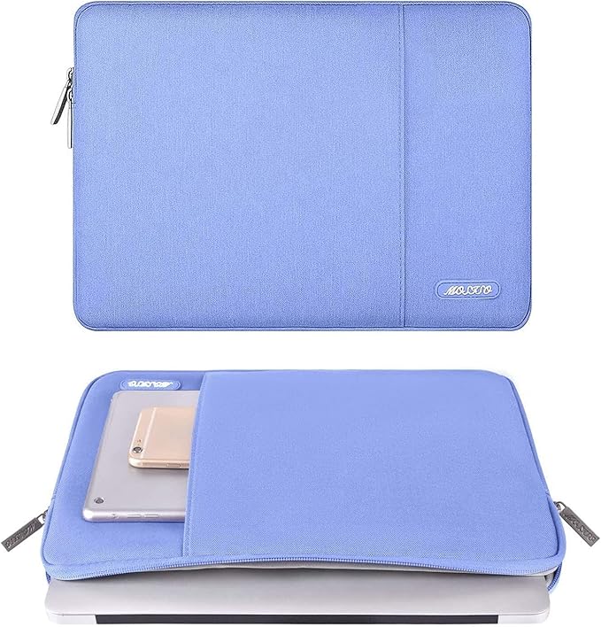 MOSISO Laptop Case 13.3 inch, 13-13.3 inch Laptop Sleeve Compatible with MacBook Air/Pro 13 / Pro 14, HP Dell ASUS Lenovo Notebook, Polyester Vertical Computer Sleeve Bag with Pocket, Slate Blue