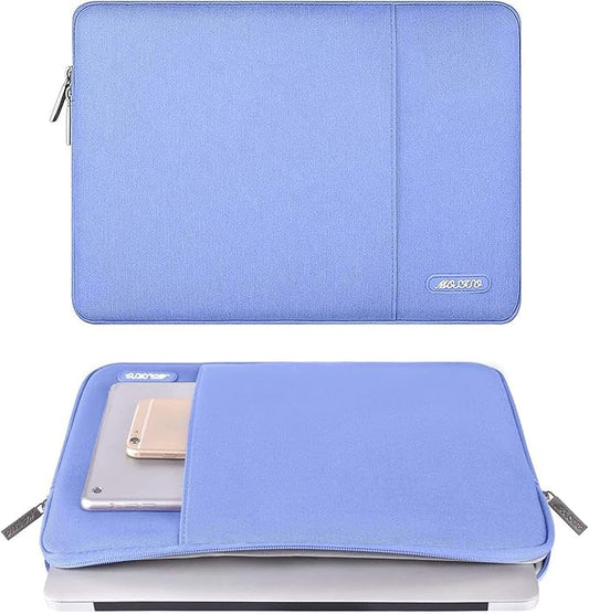 MOSISO Laptop Case 13.3 inch, 13-13.3 inch Laptop Sleeve Compatible with MacBook Air/Pro 13 / Pro 14, HP Dell ASUS Lenovo Notebook, Polyester Vertical Computer Sleeve Bag with Pocket, Slate Blue