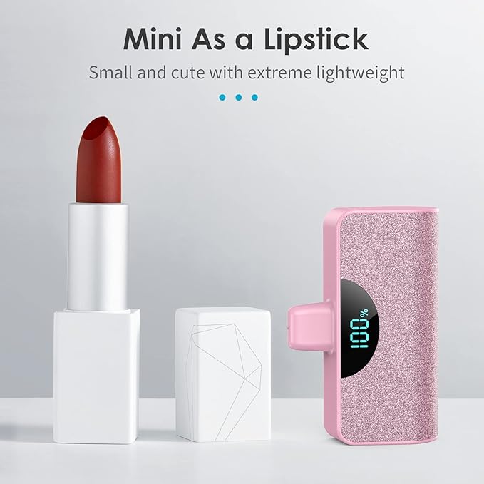 Mini Portable Charger Power Bank for iPhone, 5200mAh External Battery Charging Bank, 20W PD Fast Charging Battery Pack Portable Phone Charger for iPhone 14 Pro Max/14/13/12/11/XR/X/8/7/6/SE (Pink)