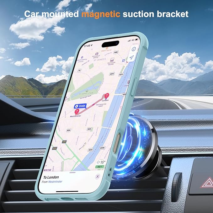 Compatible with iPhone 16 Pro Case with Invisible Magnetic O-Ring Stand Military-Grade Translucent Case for iPhone 16 Pro 6.3" [Compatible with Mag-Safe][Great Grip Feeling], Blue