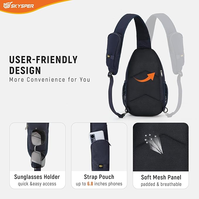 SKYSPER Sling Bag RFID Cross Body Bag Recycled Crossbody Backpack Travel Daypack