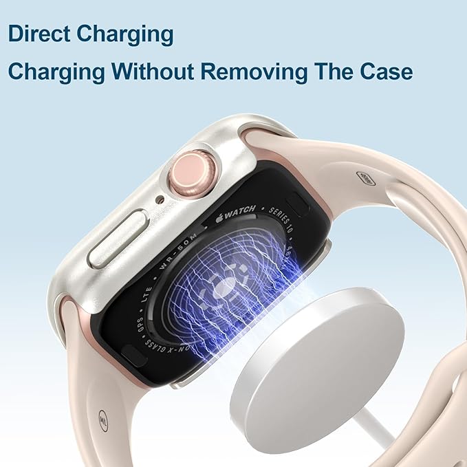 2 in 1 Waterproof Case for Apple Watch Screen Protector SE SE 2 SE 3(2025) Series 4 5 6 40mm Built-in Tempered Glass [Overal Protective] Ultra-Thin PC Bumper Cover Compatible iWatch