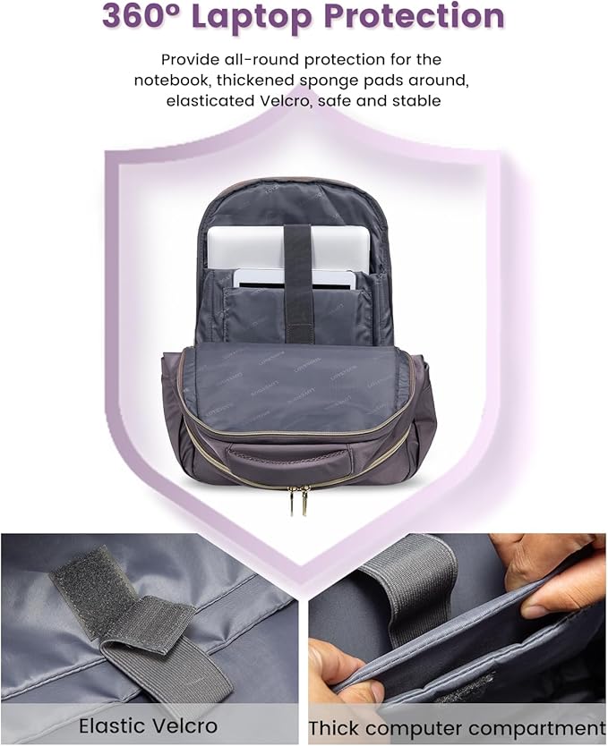 LOVEVOOK Laptop Backpack for Women, Slim Business Laptops Bag with Separate Computer Compartment Stylish Daypack for College Work Travel, Fits 15.6" Laptop