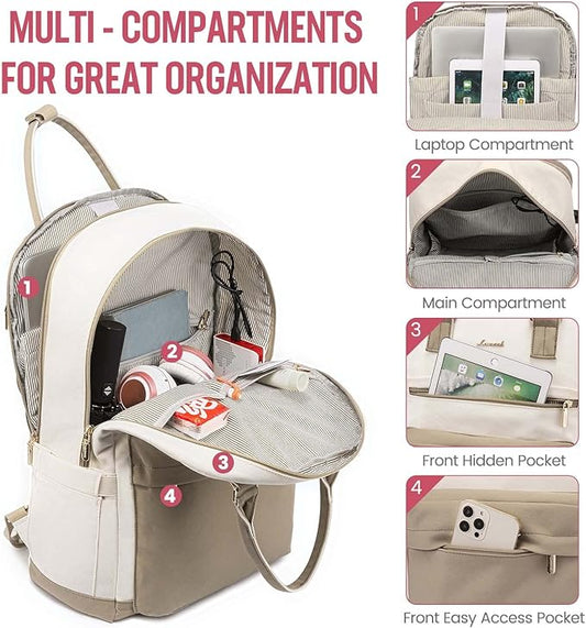 LOVEVOOK Laptop Backpack for Women, 17.3 Inch Laptop Bag with USB Port Fashion Waterproof Backpacks Teacher Nurse Stylish Travel Bags Vintage Daypacks Bookbag for College School Work