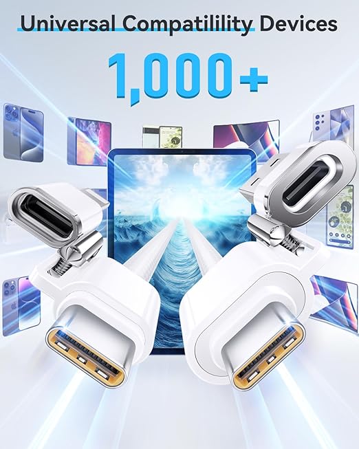 SHEZI 4-in-1 USB C Cable Compatible With Lightning Cable 60W Fast Charging & Data Transfer, Support to CarPlay & Android Auto, 5FT Travel Multi Cord Charger Combo for iPhone/iPad/Samsung/MacBook Cable