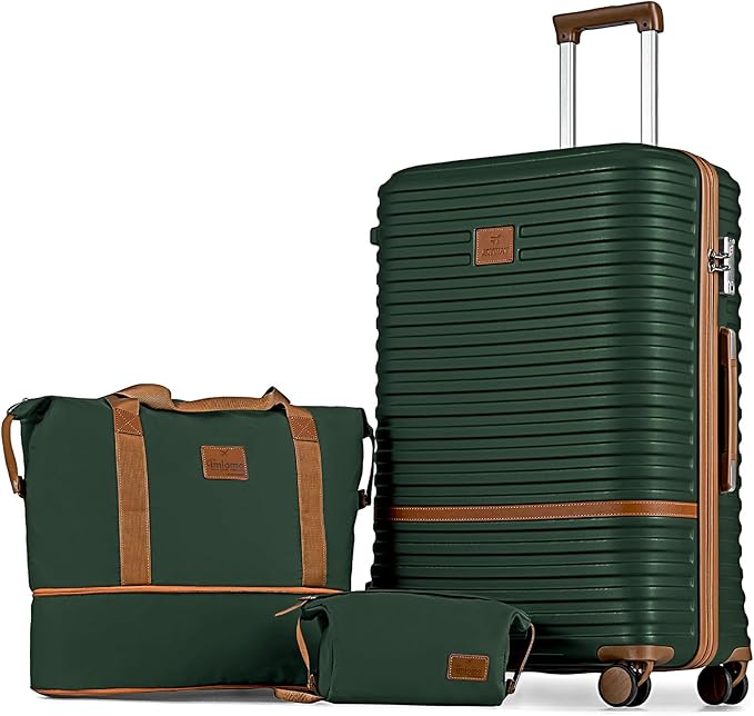 Joyway 28 Inch Large Luggage Hardside Suitcase with Spinner Wheel, Lightweight 3 Piece Suitcase Set with TSA Lock(Green)