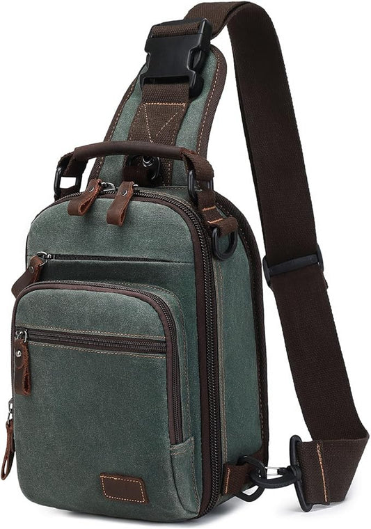 Nerlion Sling Bag for Men Waxed Canvas Crossbody Bag Chest Bag Water Resistant Shoulder Bag Casual Daypack