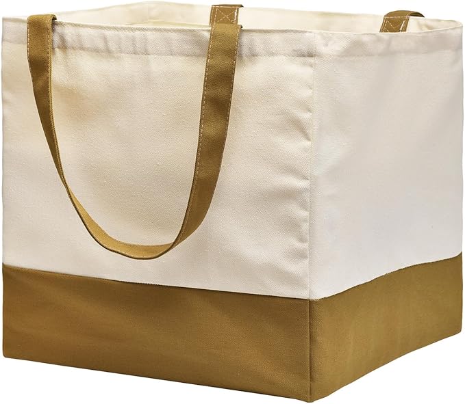 Canvas Reusable Grocery Bags, Heavy Duty 8.3 gal Foldable Large Canvas Tote Bag, Holds 60 lbs, 1 Pack