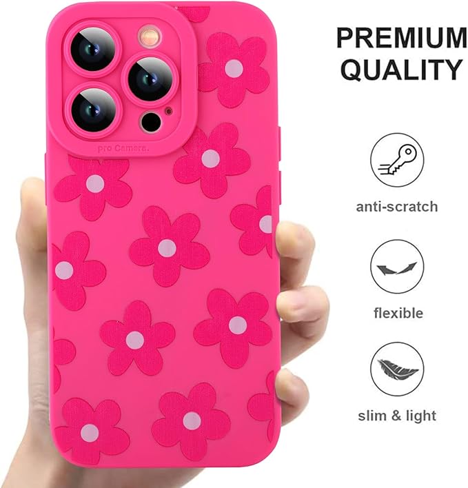 ZIYE for iPhone 13 Pro Case Hot Pink Grids Plaid Checkerboard Pattern Phone Case with Camera Protection,Soft TPU Silicone Rubber Protective Cover Grid Checkered Chess Design Cases