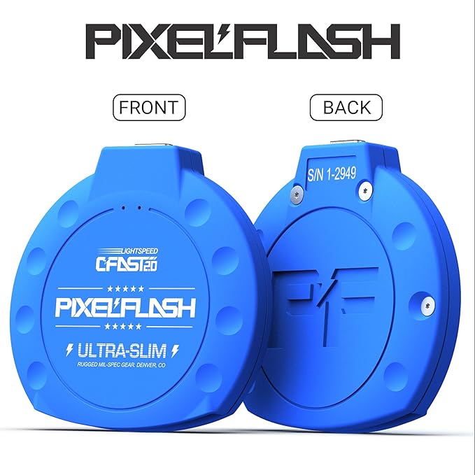 PixelFlash CFast 2.0 Card Reader USB C (Blue) - Memory Card Adapter with Cabled Type-C USB 3.1 Gen 2, Up to 10Gbps File Transfer, Ultra-Slim & Anti-Slip Rubber Shell, Compatible with Most Brands & OS