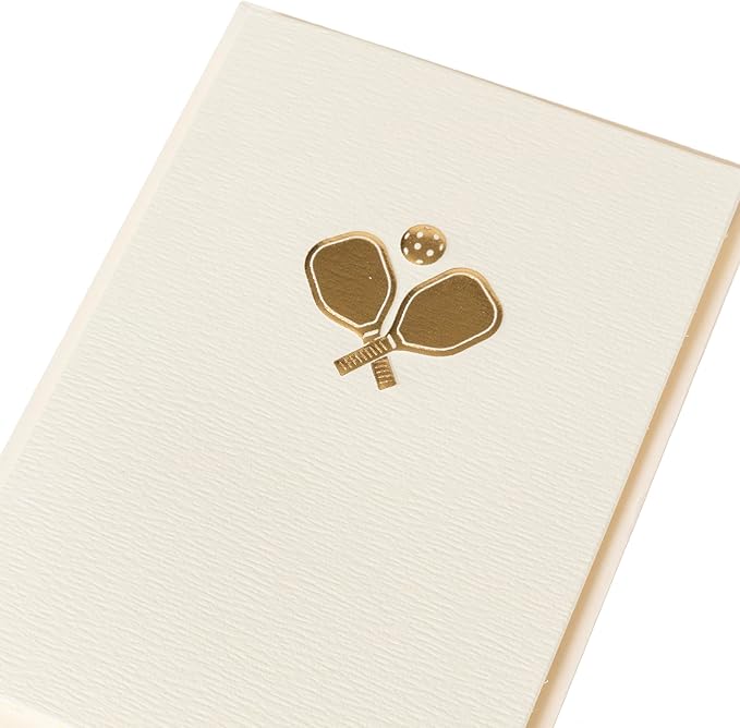 Graphique Pickleball Cards, Pack of 10 Cards with Envelopes, All Occasion Greetings, Blank Inside, Embossing and Gold Foil Accents, La Petite Press Collection Boxed Set, 3.25" x 4.75"
