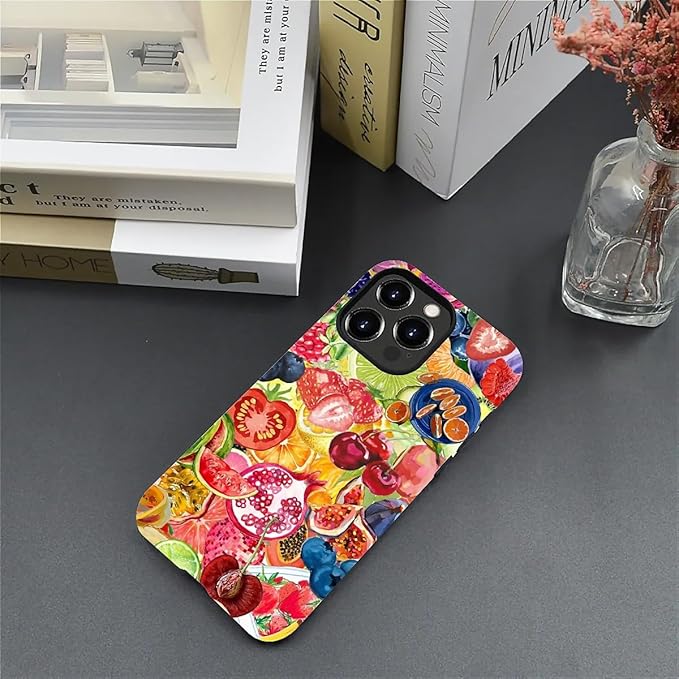 Case for iPhone 12 Pro Max,Summer Fruit Collage for Woman Men Full Body Protective Cover Shockproof 2 in 1 Silicone + Hard PC Case for iPhone 12 Pro Max