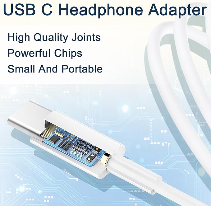 USB-C to 3.5 mm Headphone Jack Adapter,USB C to Aux Audio Dongle Cable Cord Compatible with iPhone 15 16 17 Series, Galaxy S23/S22 Ultra Headphone Adapter (White, 50 Pack)