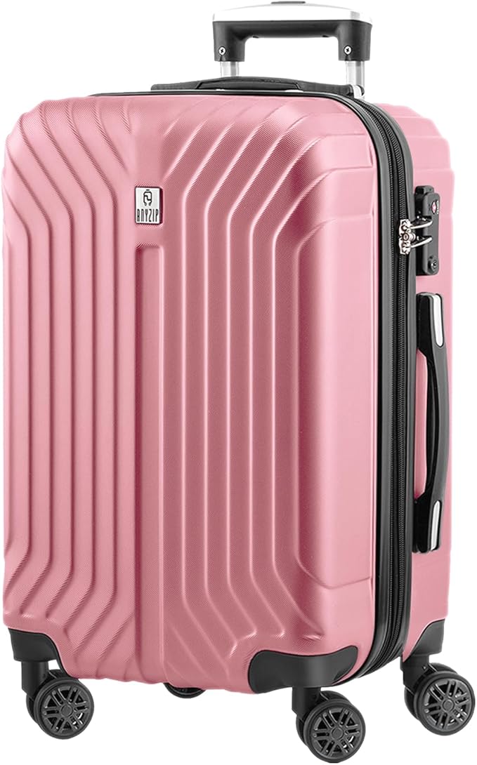 AnyZip Expandable Luggage, 28 Inch Large Hard Shell Checked Suitcase, Rolling Lightweight Travel Suitcases with Wheels TSA Lock (Pink)
