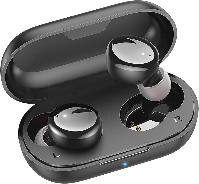 kurdene Wireless Earbuds Bluetooth 5.3 in Ear Buds Light Weight Headphones,Deep Bass Sound,Built in Mics Headset,Clear Calls Earphones for Sports Workout Glossy Black