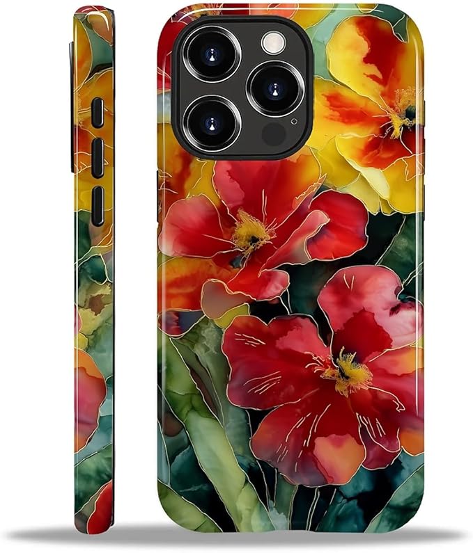 Case for iPhone 13 Pro Max Case,Vintage Floral Girly Design - Hybrid Dual Protection Silicone + Hard PC Shockproof Full Body Cover Slim Anti-Scratch Protective Case for Men Women