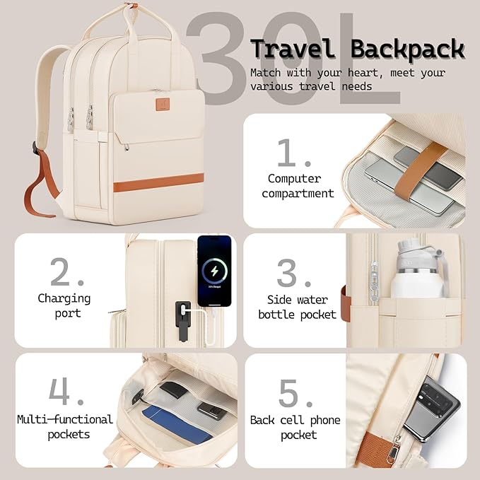 Melalenia Suitcase Sets 6 Piece Hard Shell Carry on Luggage with Spinner Wheels and TSA Lock, Lightweight Travel Backpack for Women, Beige Brown